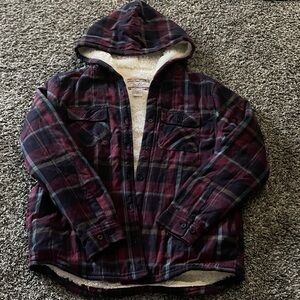 Women’s Che Bella designed by maxxsel Flannel Hooded Jacket w/Sherpa Lining (M)